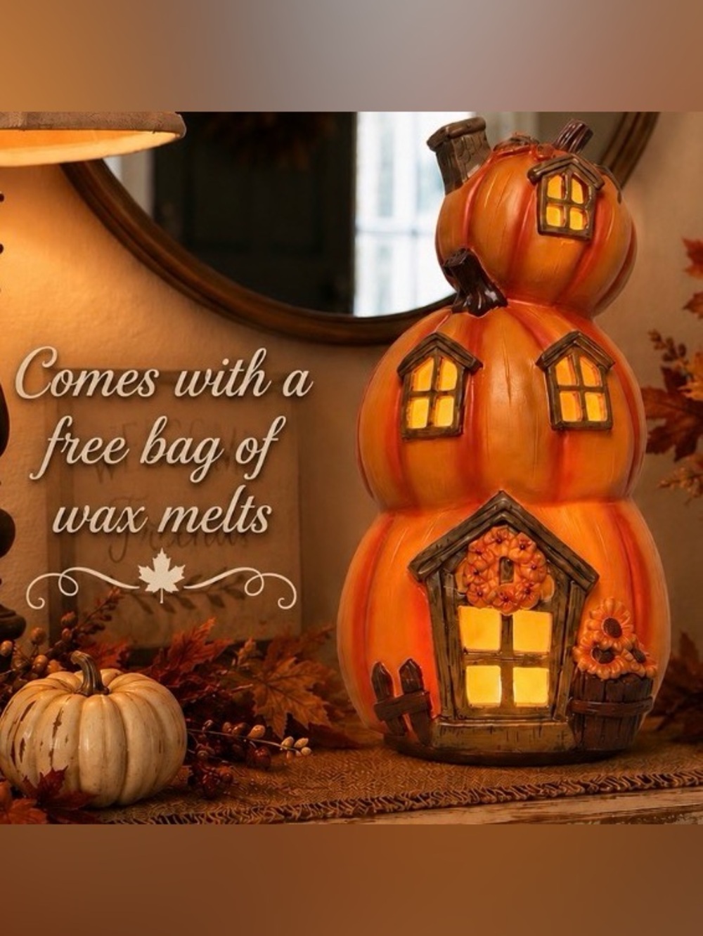 Stacked Pumpkin Cottage Pink Zebra Accent Shade Fall Decor
